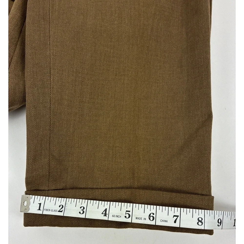 Brooks Brothers Elliot Brown Pleated Cuffed 100% Cotton Trousers 32x30 (31x29)
